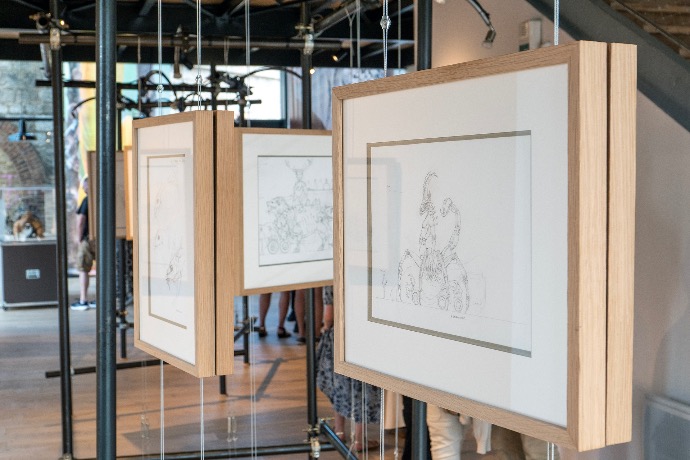 Les croquis présentés dans le Logis du Major dans le cadre de l'exposition 'Dragon, Varan et Chimères'