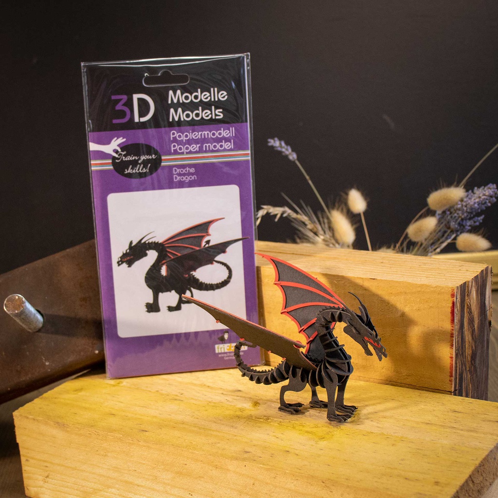 Puzzle 3D en papier dragon noir